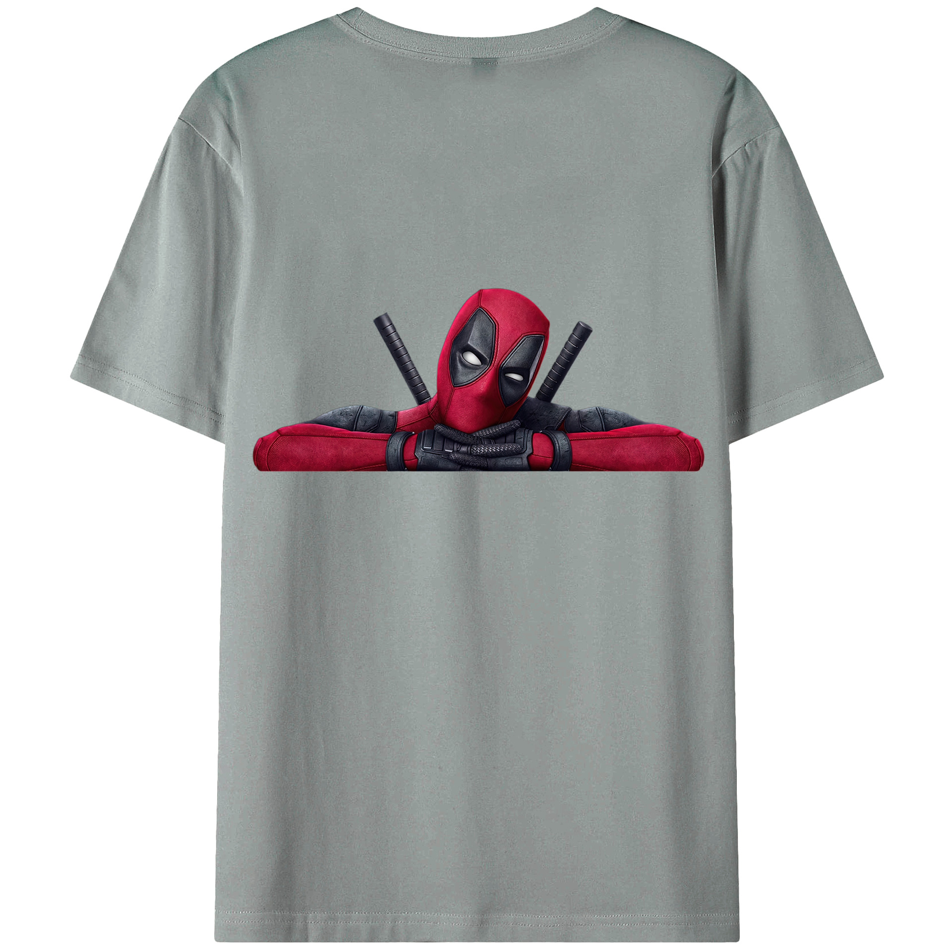 （画像用） Deadpool デッドプール 綿100％ メンズ半袖Tシャツ（バックプリント） 通気性